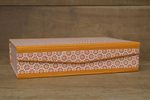 Ordnungsbox orange extra stabil Handarbeit Papeterie Schreibweise